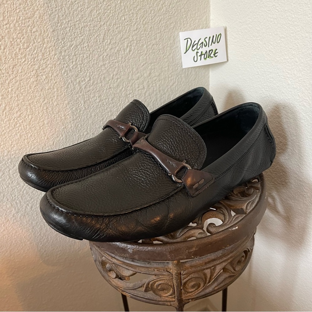 Salvatore Ferragamo Grand Prix Pebbled Leather Driver Loafer